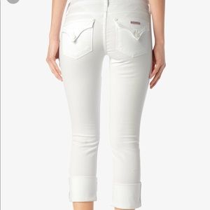 Hudson Ginny Crop Straight Cuffed White Jeans